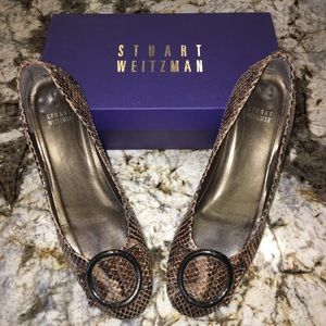 Stuart Weitzman brown anaconda 3/4” wedge